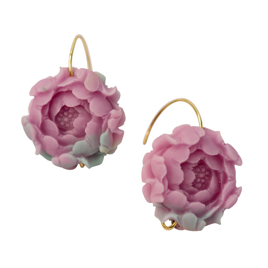 Agate Peony Large Earrings