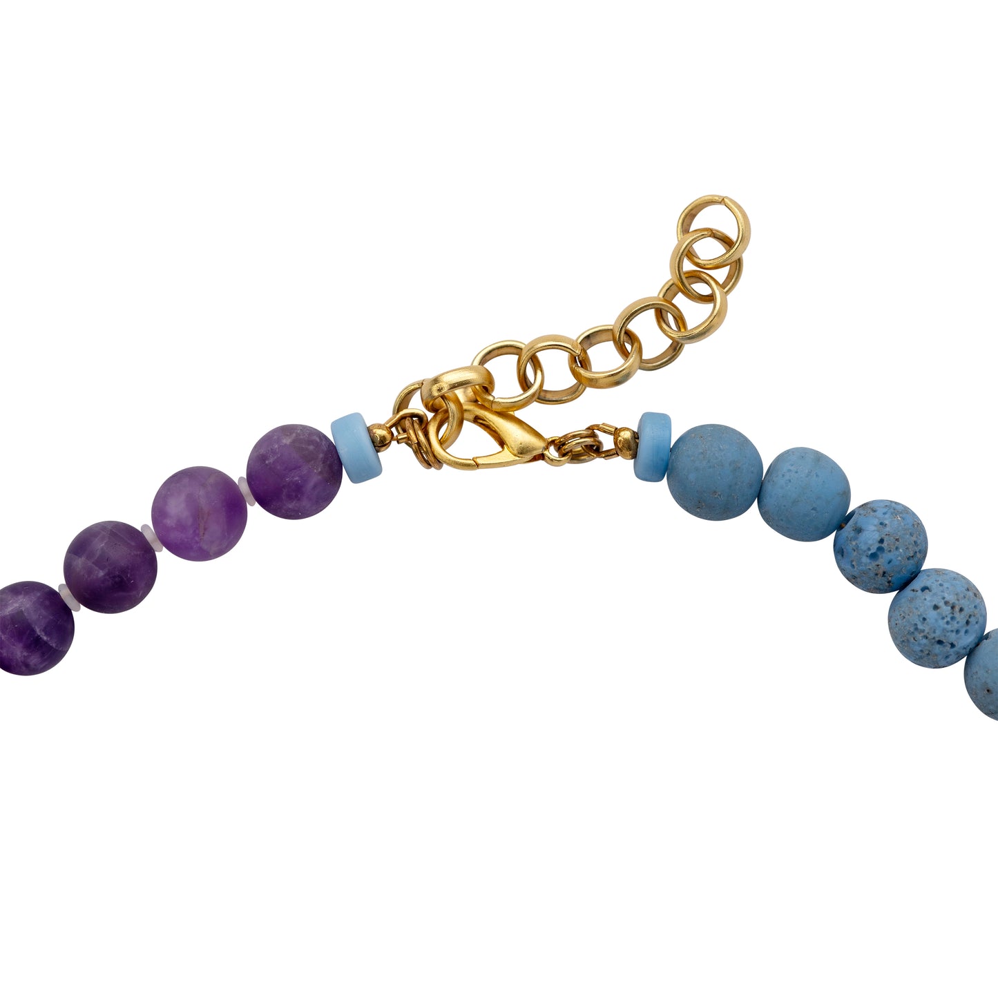 Amethyst & Blue Ceramic Gold Chain Necklace