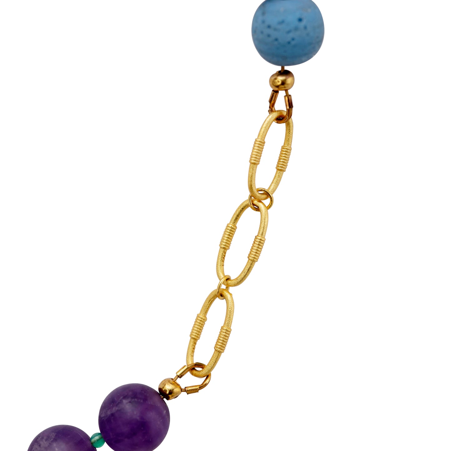 Amethyst & Blue Ceramic Gold Chain Necklace