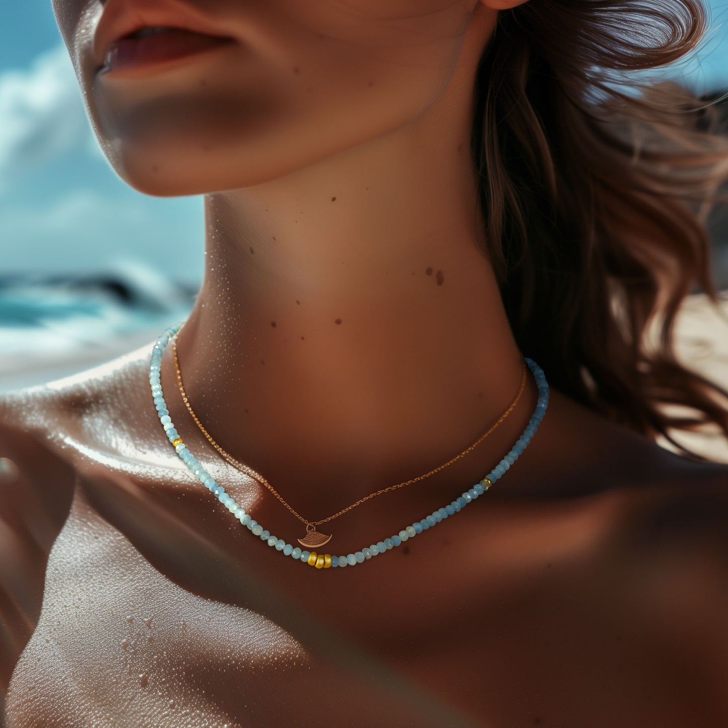 Aquamarine Necklace 14K Gold