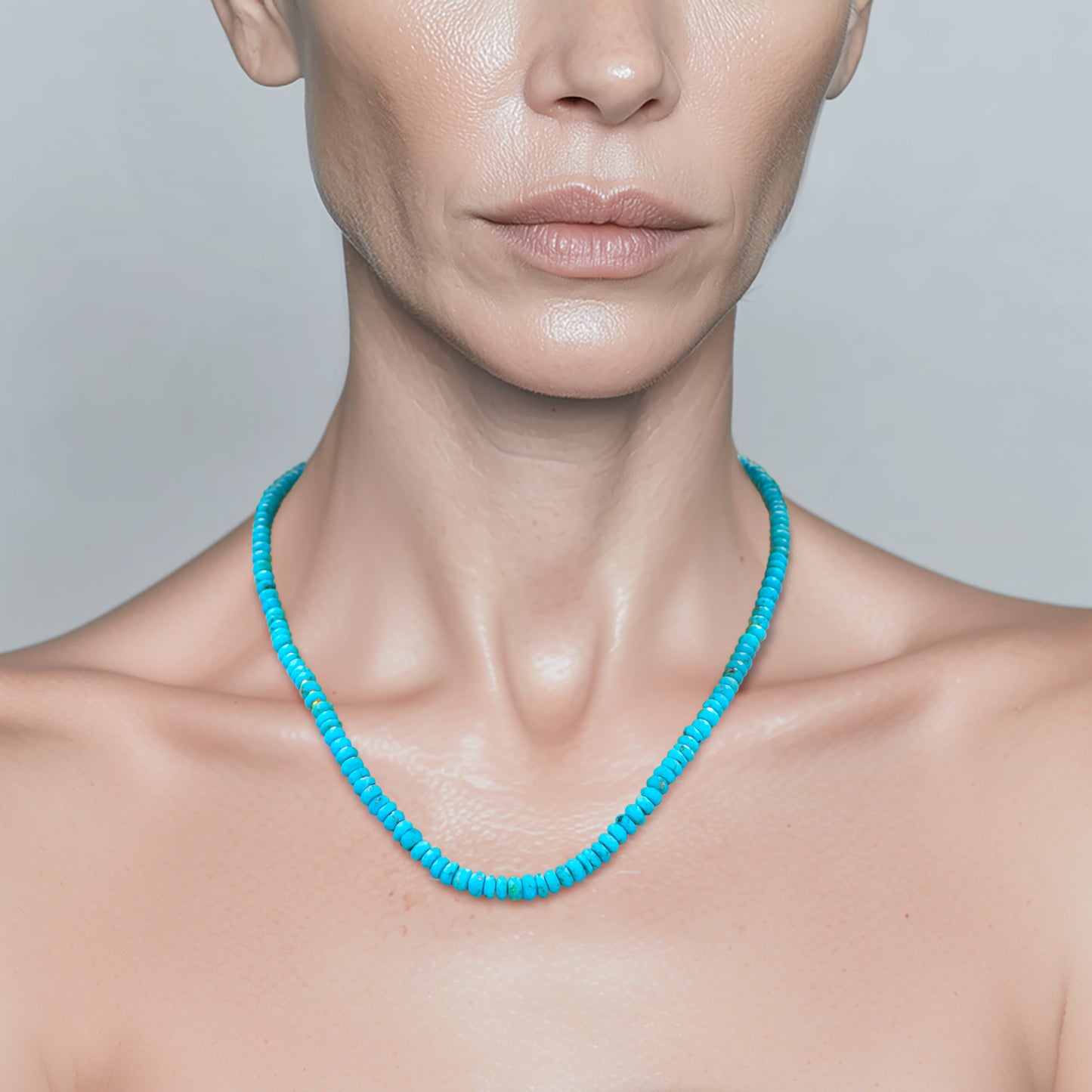 Birthstone December Turquoise Gold Bead Necklace