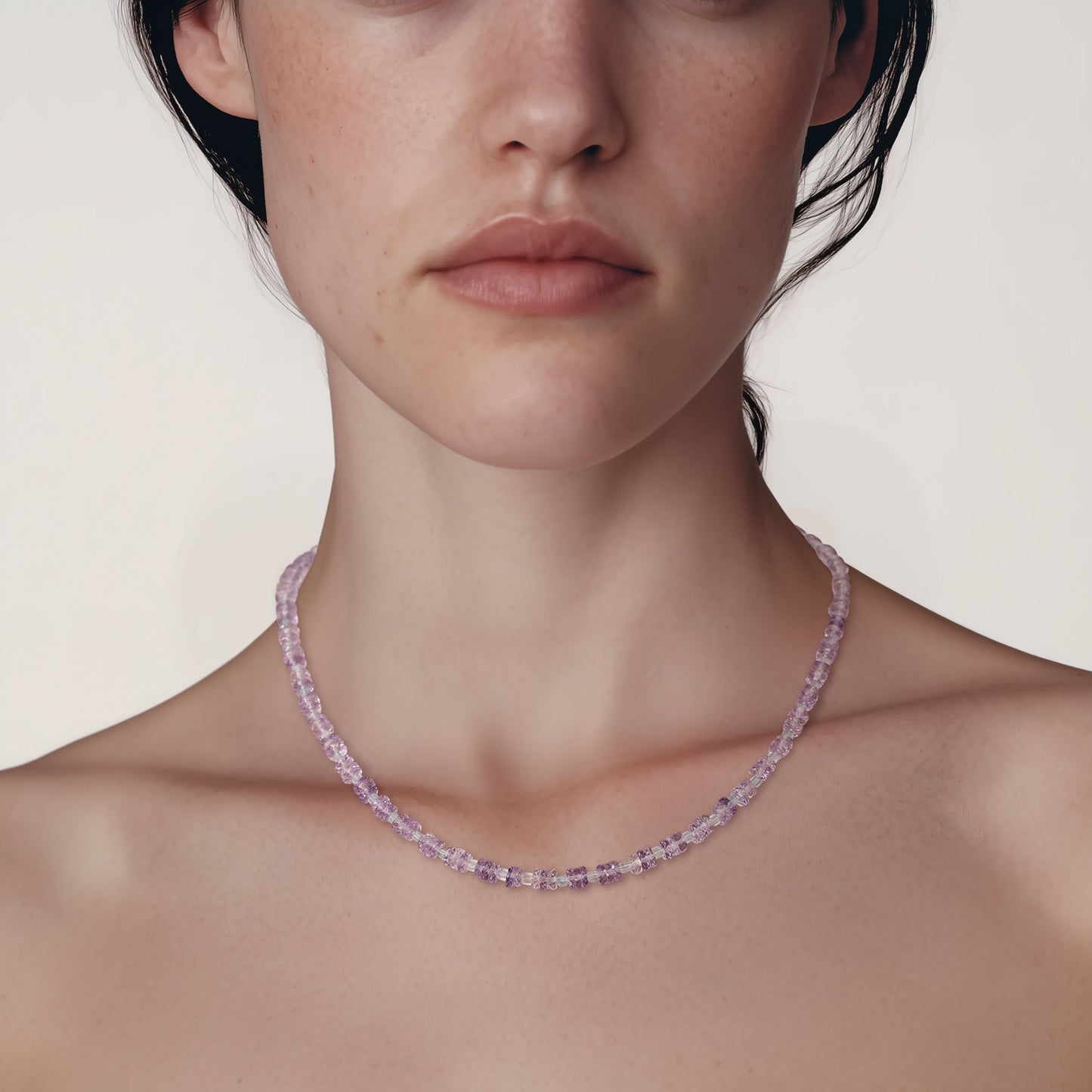 Birthstone February Amethyst Heishi Necklace