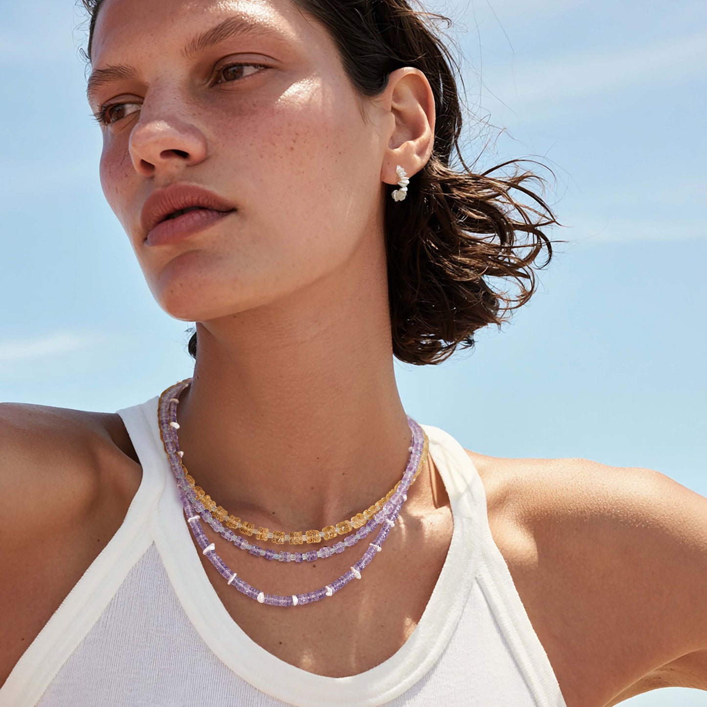 Birthstone February Amethyst Heishi Necklace