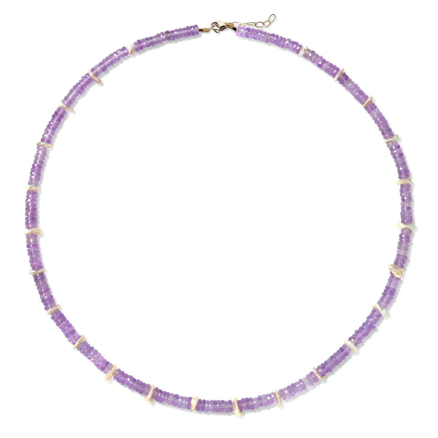 Birthstone February Amethyst Pearl Station Necklace