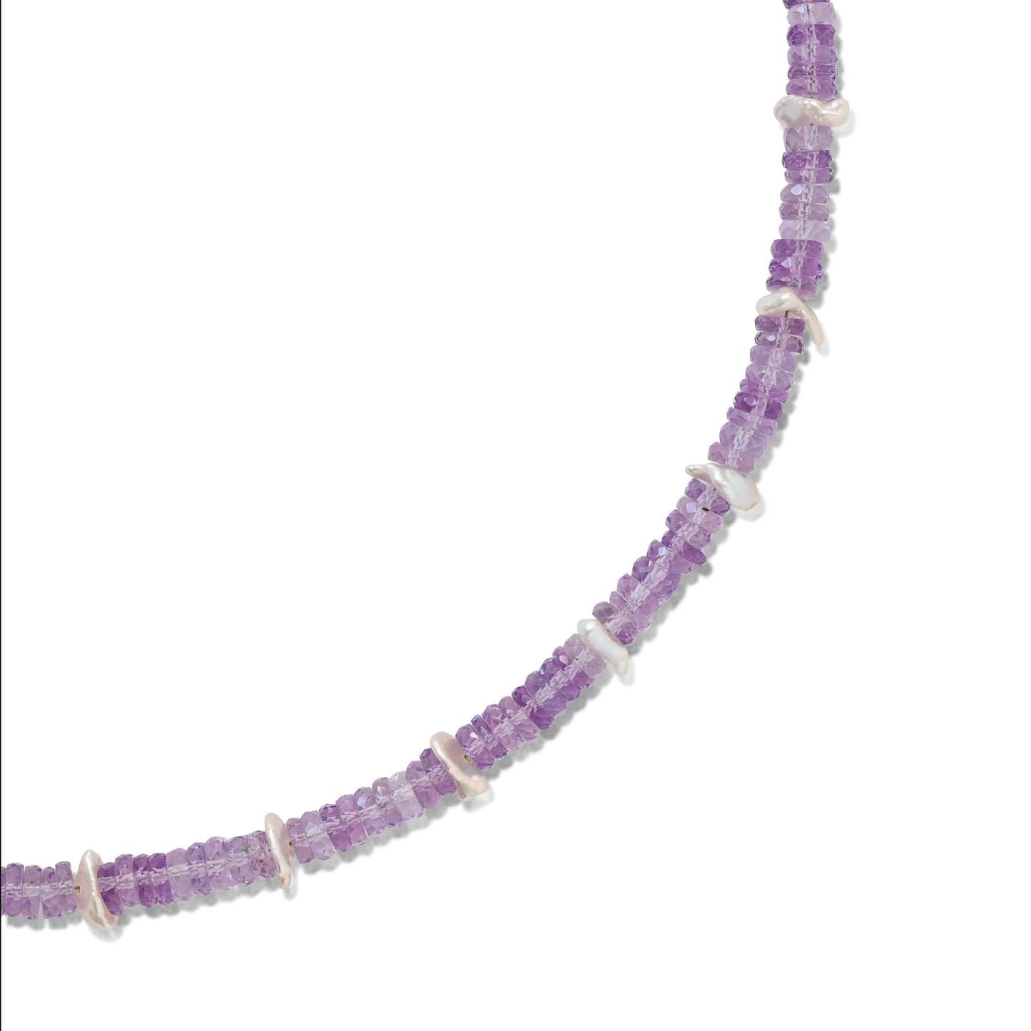 Birthstone February Amethyst Pearl Station Necklace