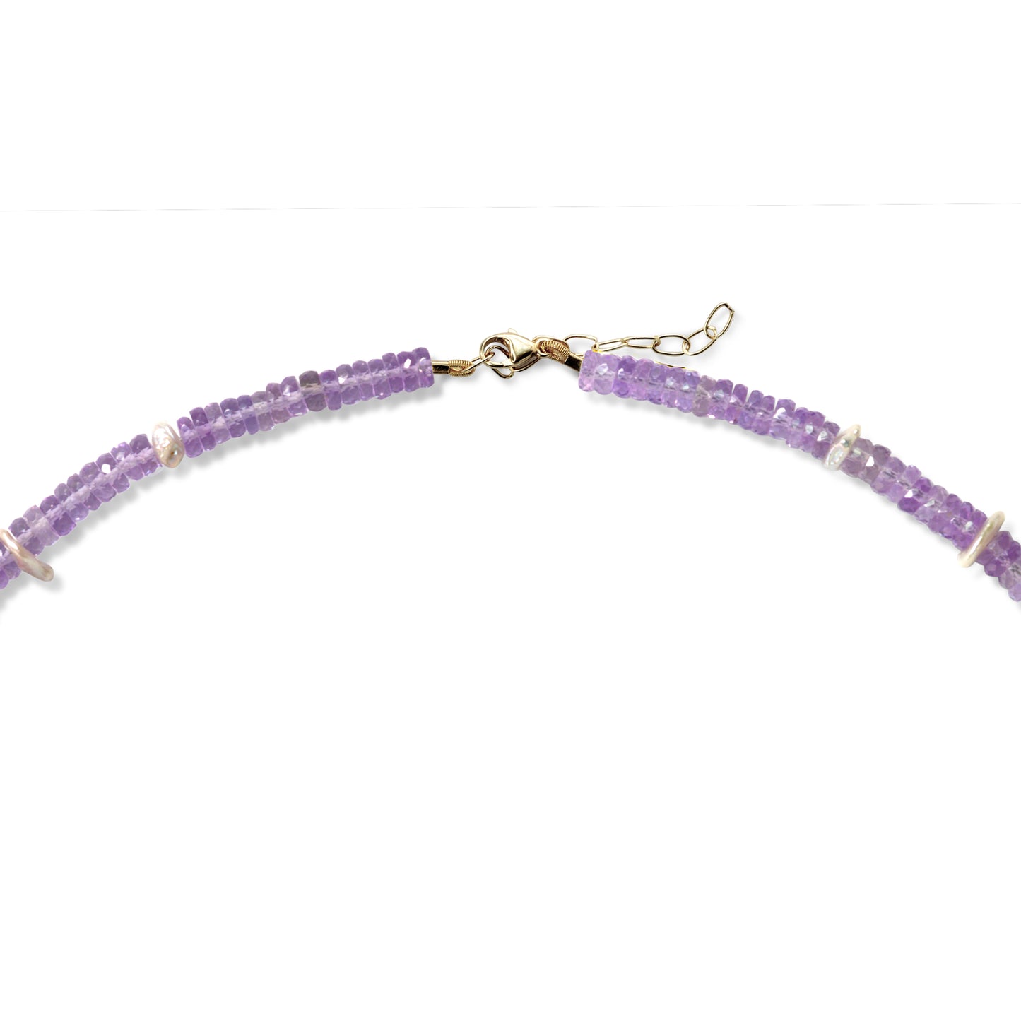 Birthstone February Amethyst Pearl Station Necklace