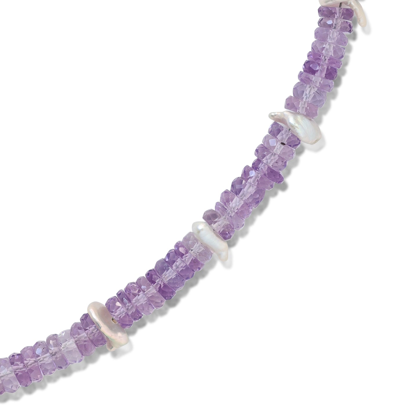 Birthstone February Amethyst Pearl Station Necklace