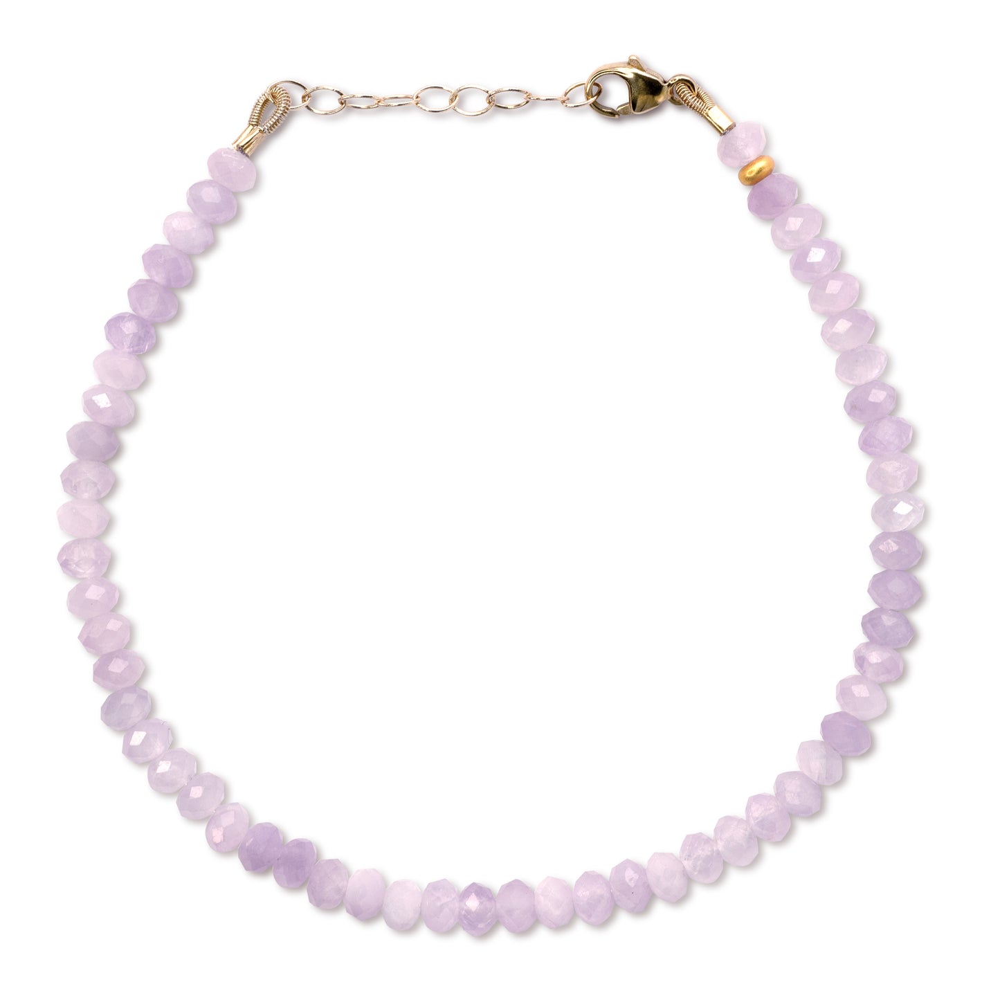 Birthstone February Kunzite Gold Bead Bracelet