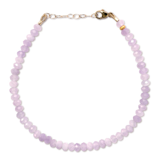 Birthstone February Kunzite Gold Bead Bracelet