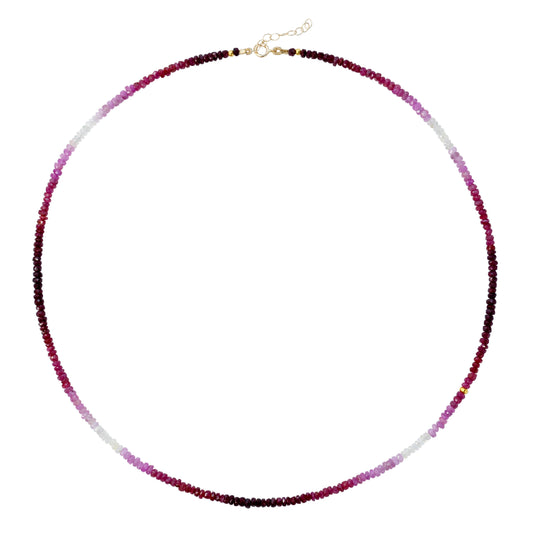 Birthstone July Ruby Ombre Necklace 14K Gold II