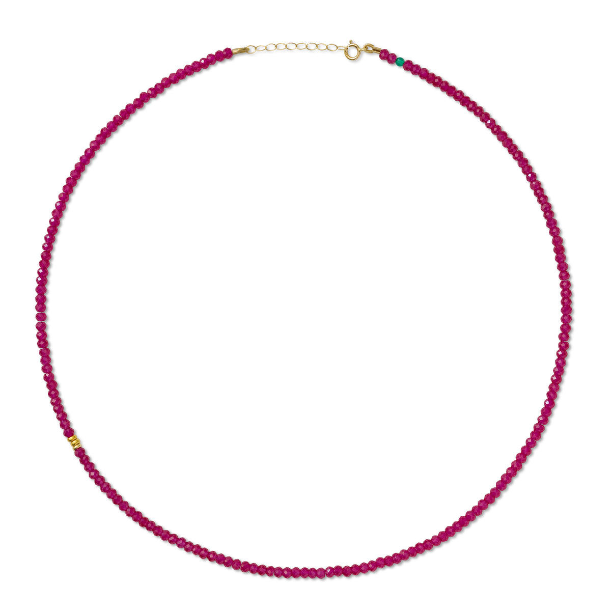 Birthstone July Ruby Gold Bead Necklace