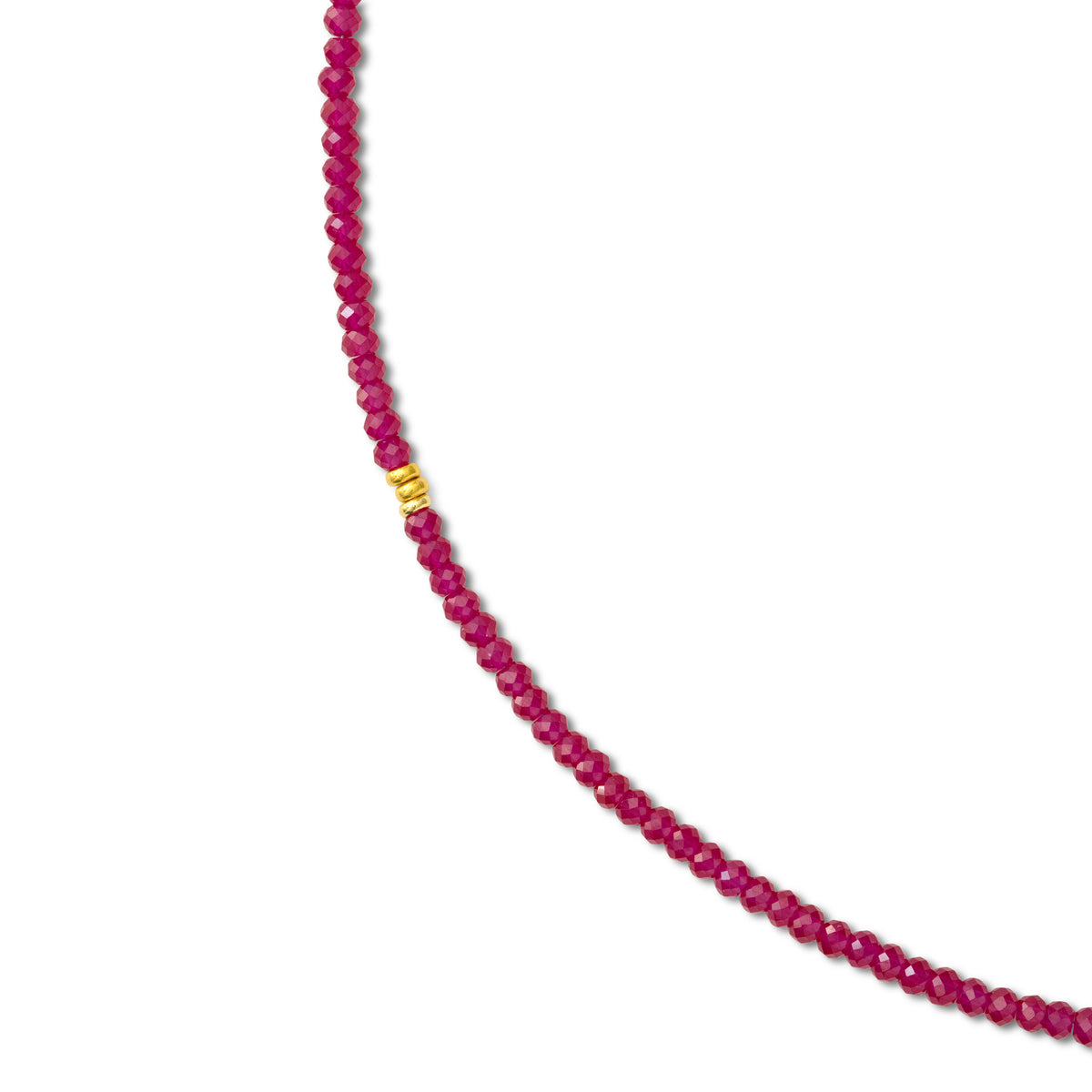 Birthstone July Ruby Gold Bead Necklace