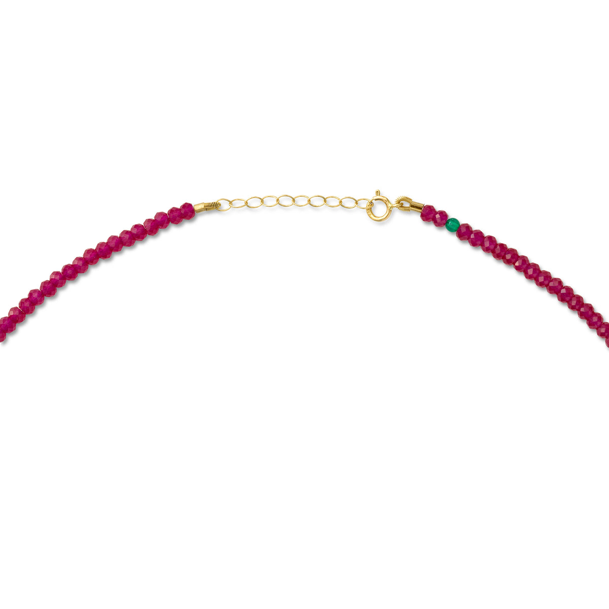 Birthstone July Ruby Gold Bead Necklace