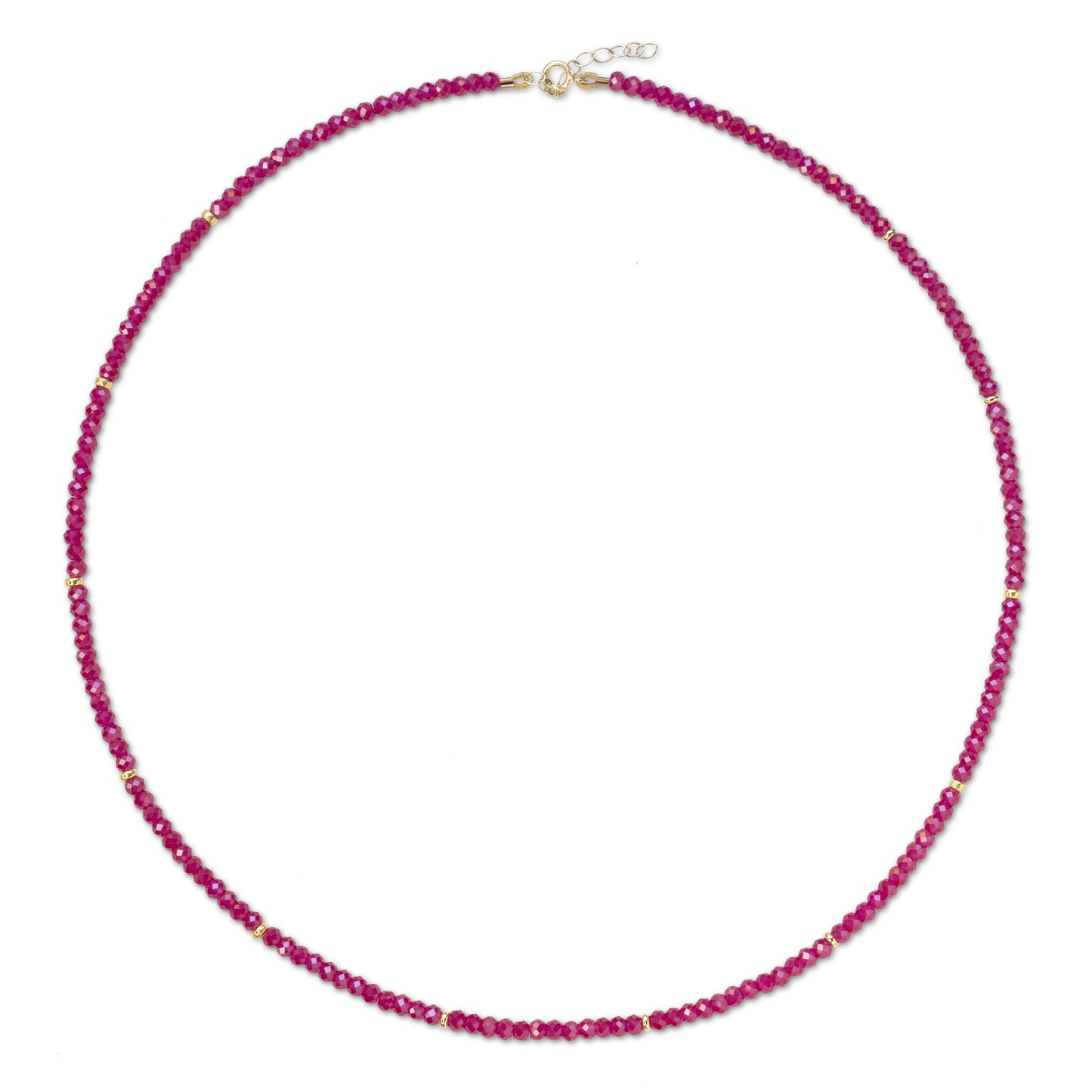 Birthstone July Ruby Gold Station Necklace