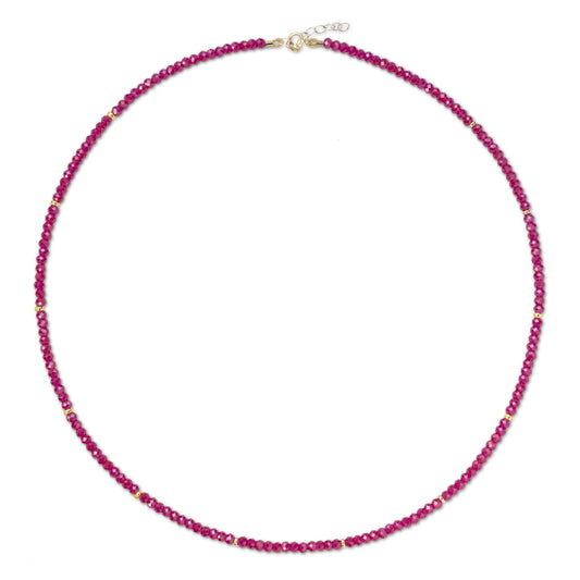 Birthstone July Ruby Gold Station Necklace
