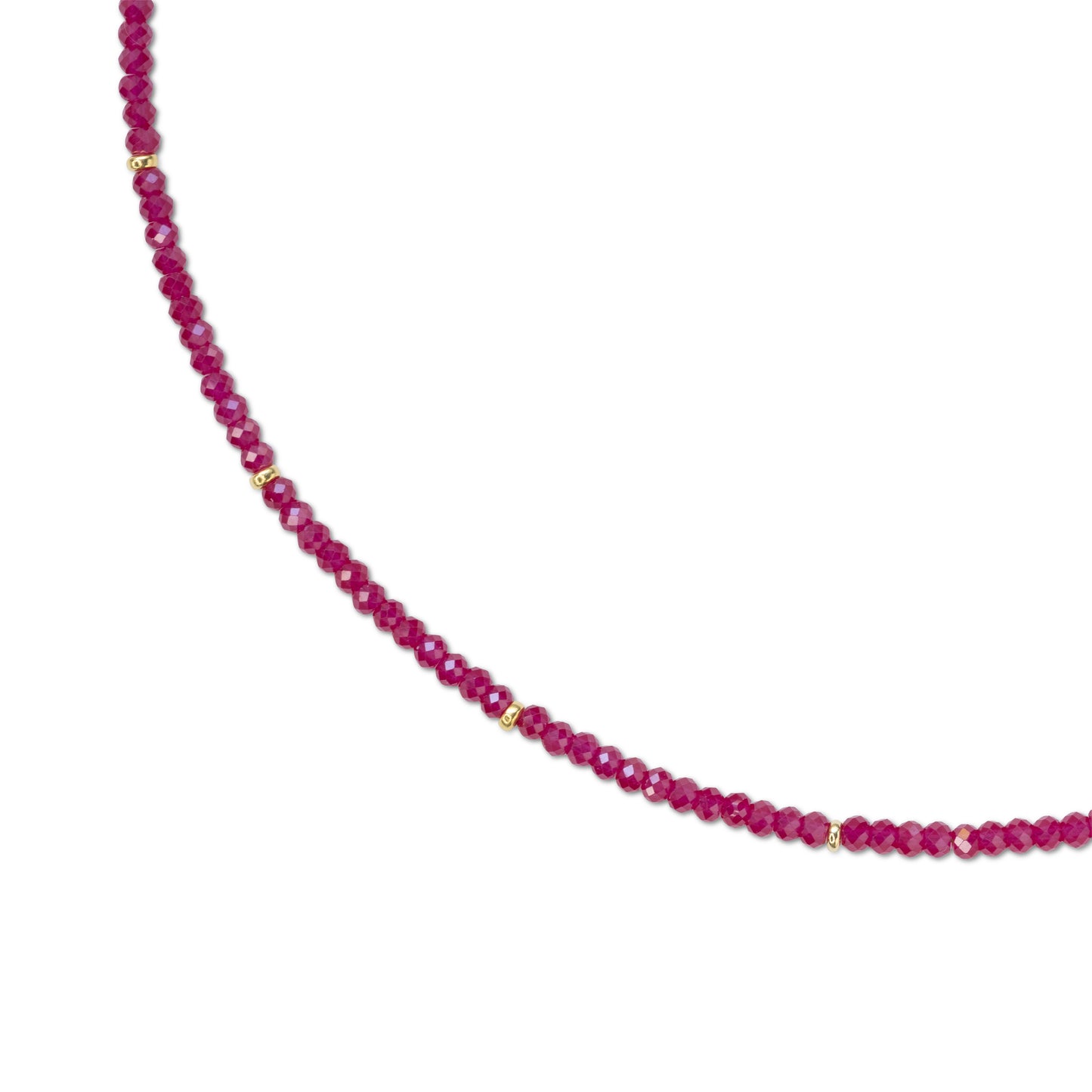 Birthstone July Ruby Gold Station Necklace