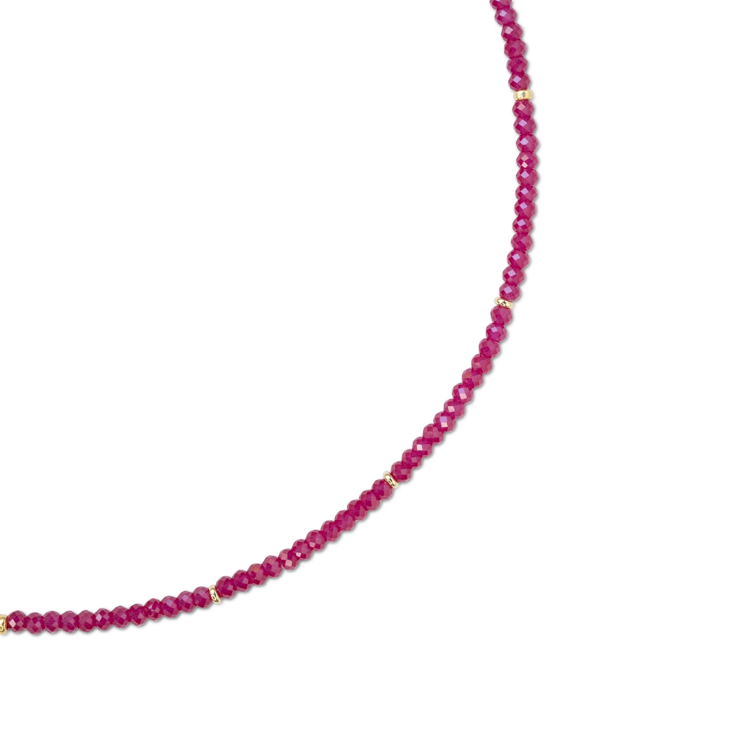 Birthstone July Ruby Gold Station Necklace