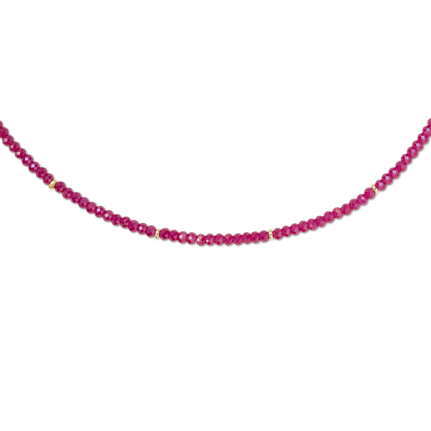 Birthstone July Ruby Gold Station Necklace