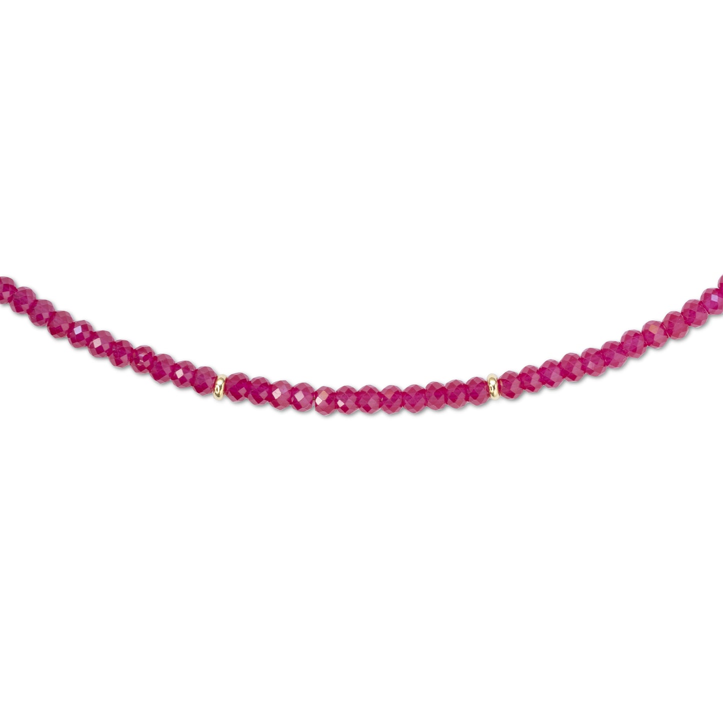 Birthstone July Ruby Gold Station Necklace