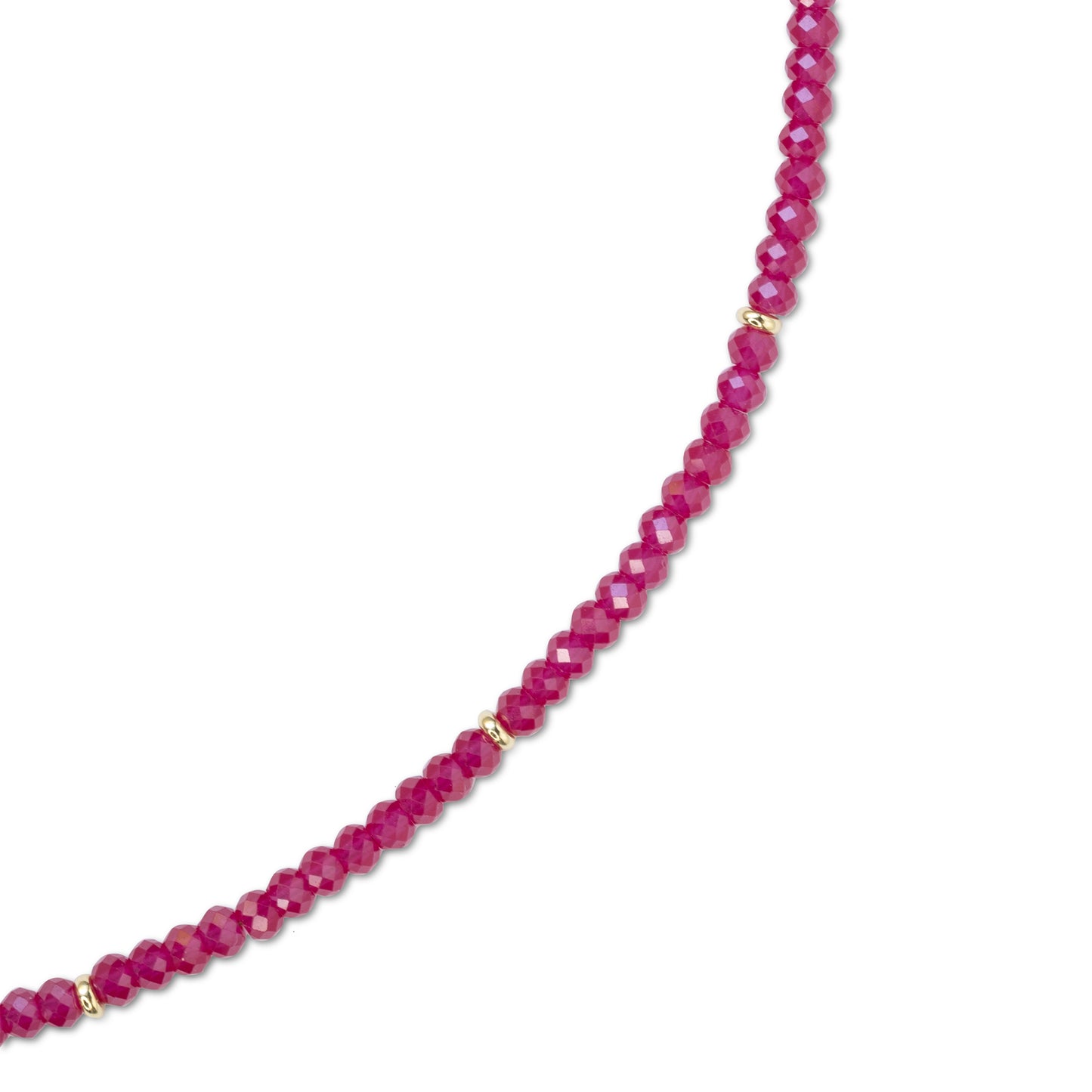 Birthstone July Ruby Gold Station Necklace