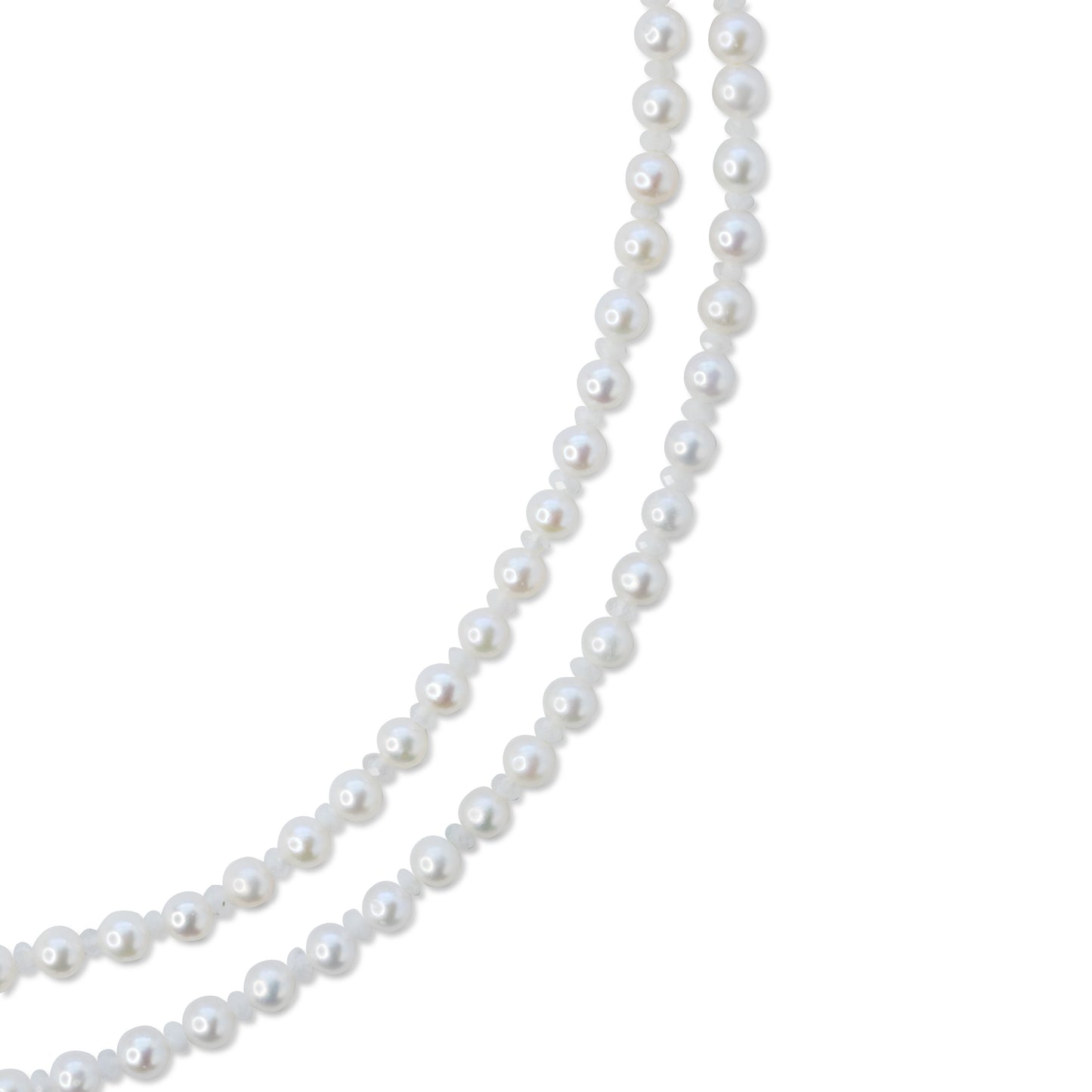 Birthstone June Pearl Moonstone Double Long Necklace