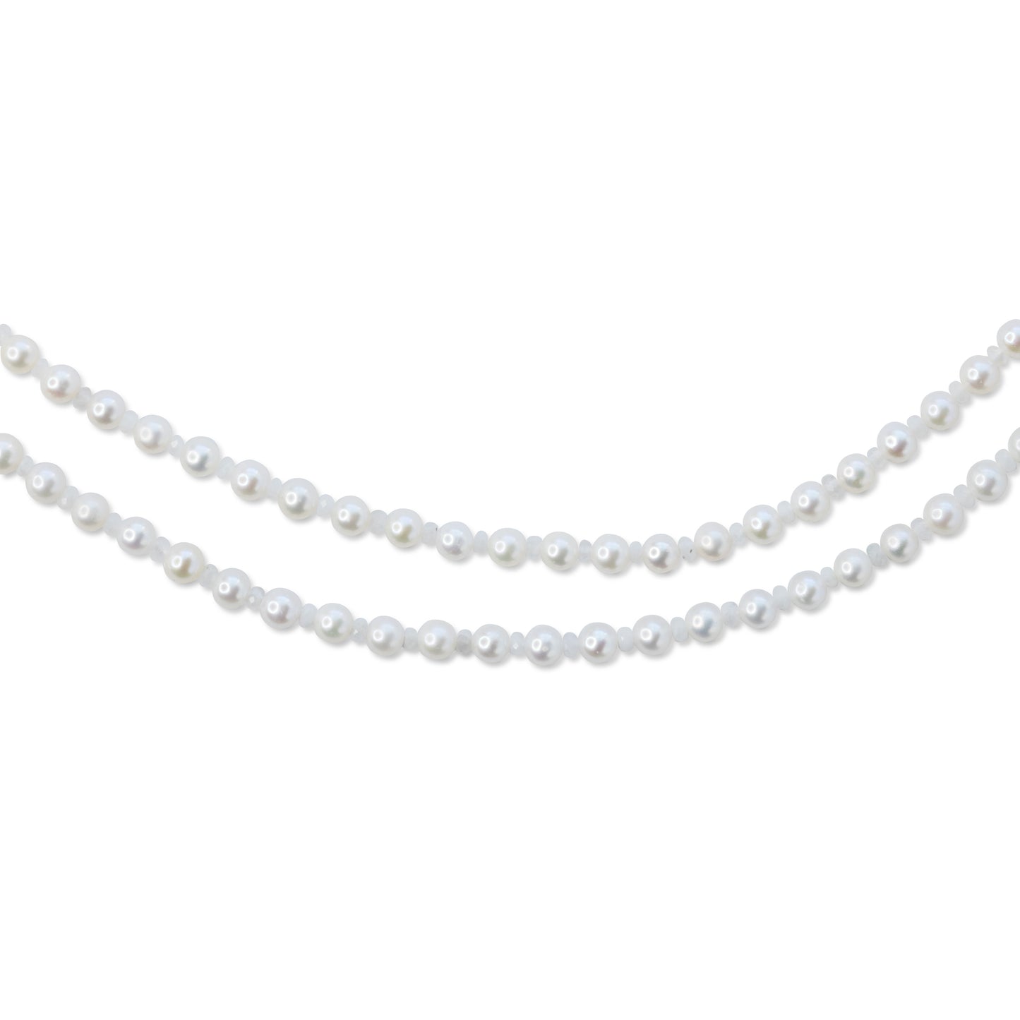 Birthstone June Pearl Moonstone Double Long Necklace
