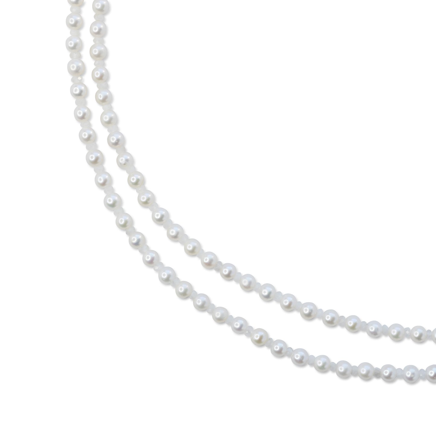 Birthstone June Pearl Moonstone Double Long Necklace