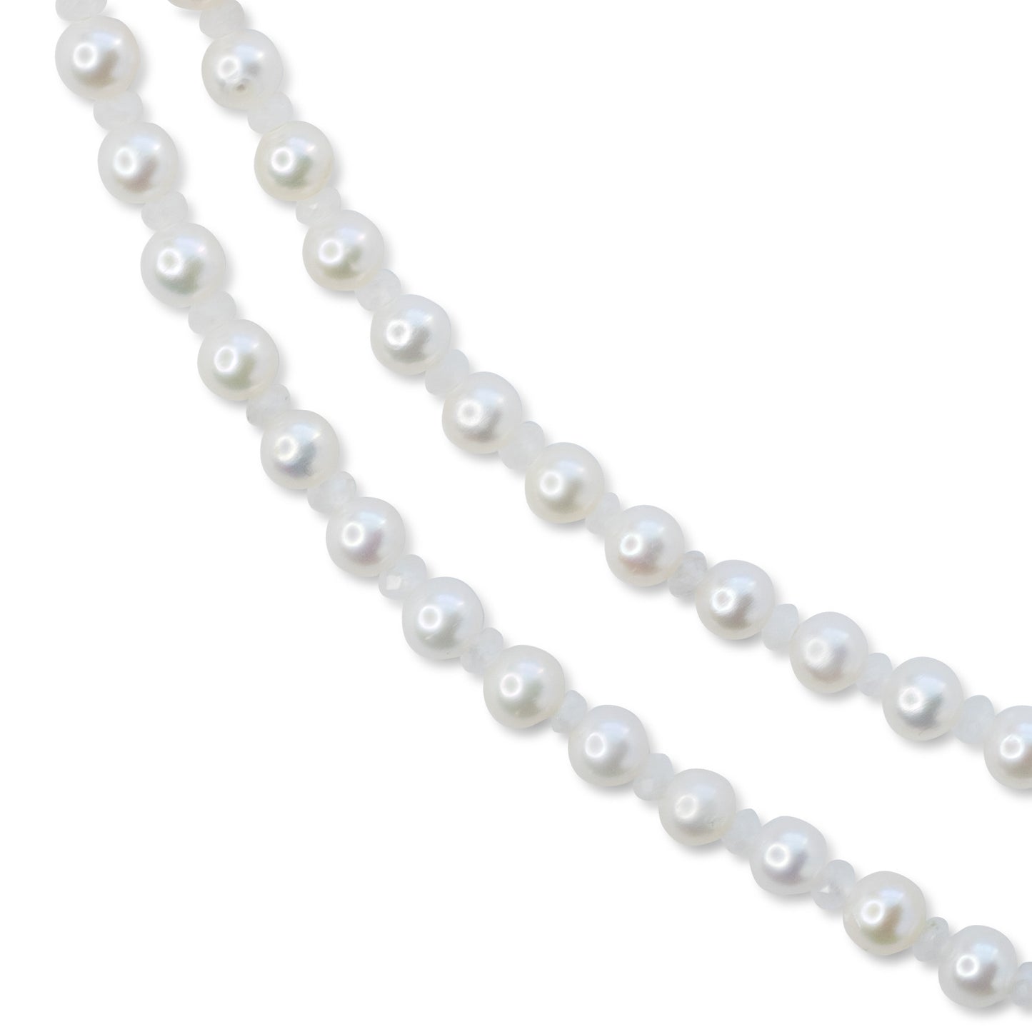 Birthstone June Pearl Moonstone Double Long Necklace