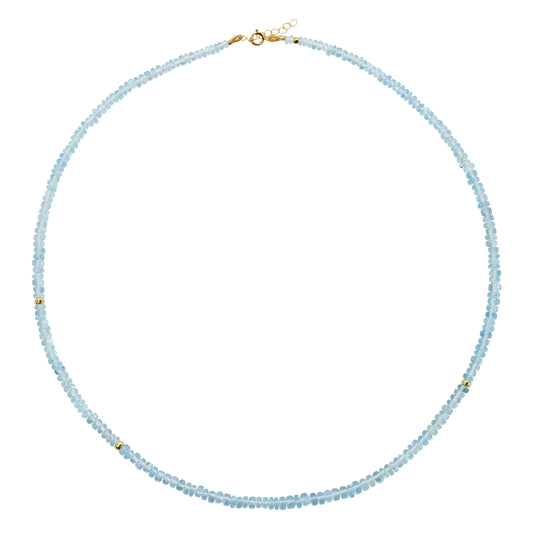 Birthstone March Aquamarine Necklace 18K Gold