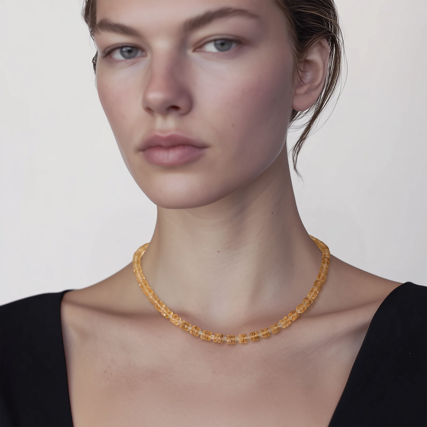 Birthstone November Citrine Heishi Necklace