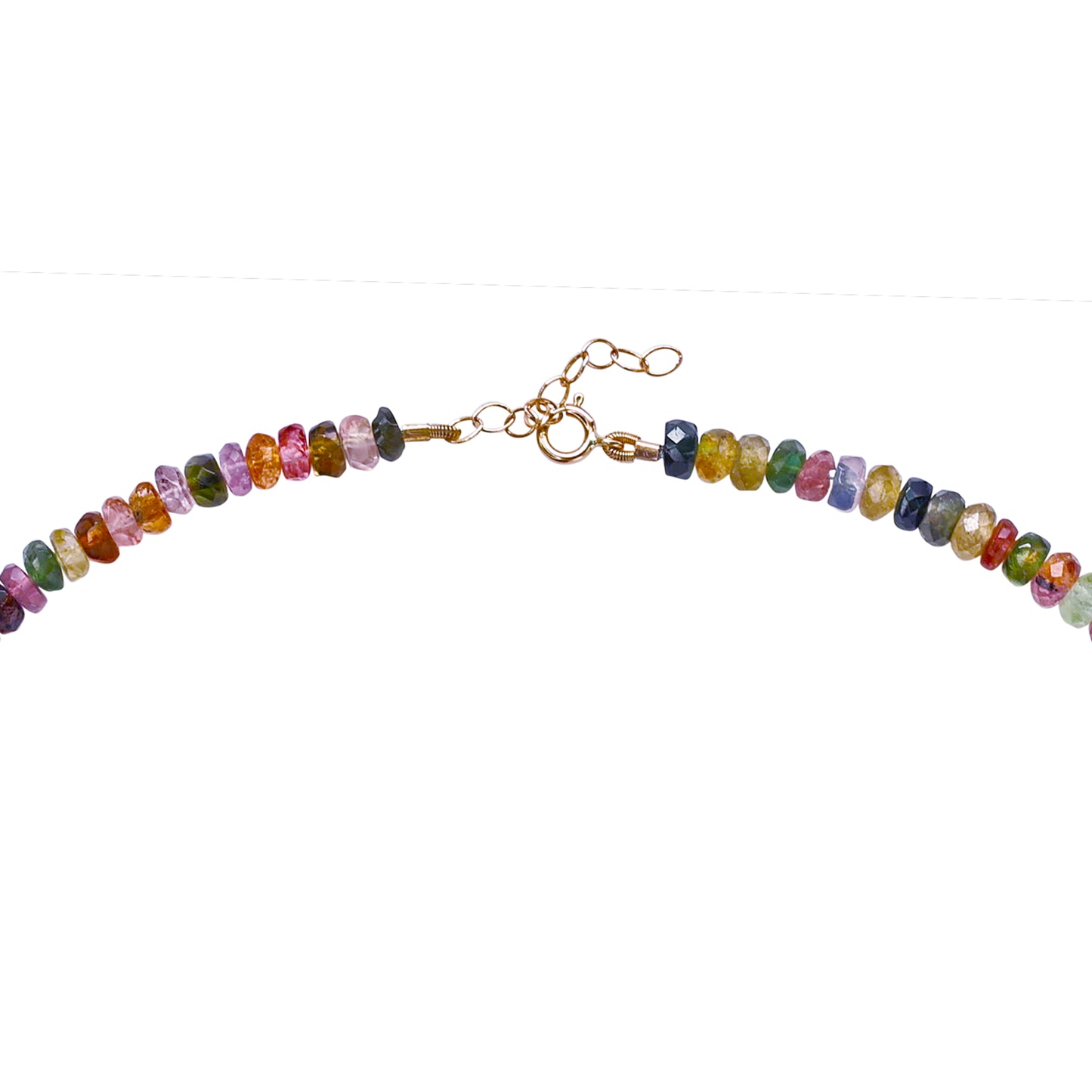 Birthstone October Tourmaline Gold Bead Necklace