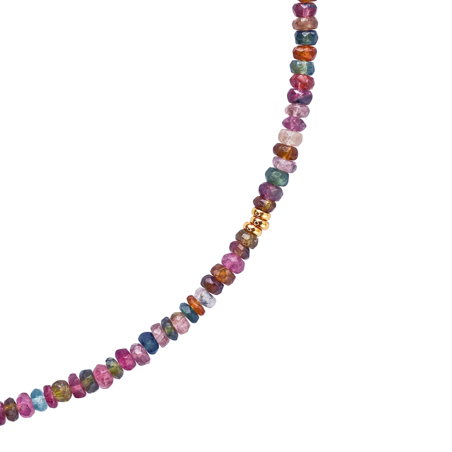 Birthstone October Tourmaline Gold Bead Necklace