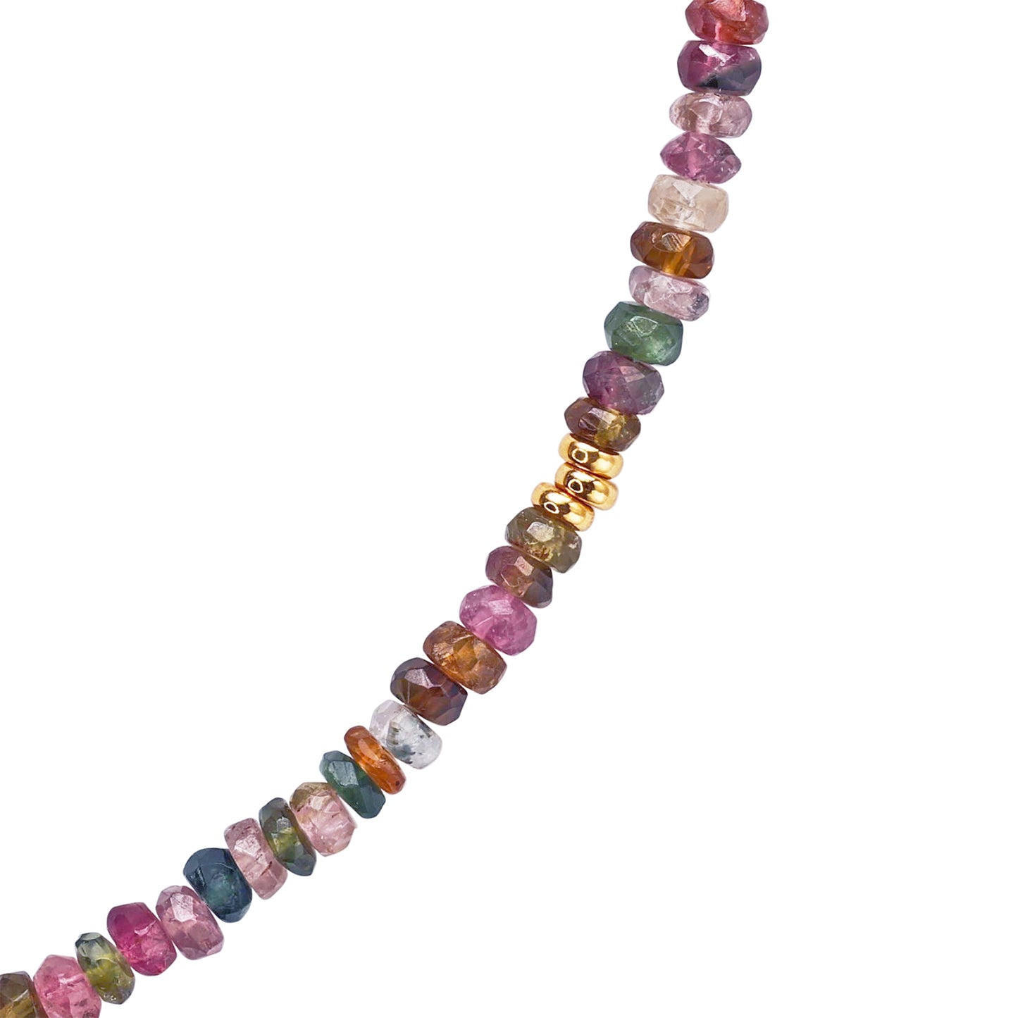 Birthstone October Tourmaline Gold Bead Necklace