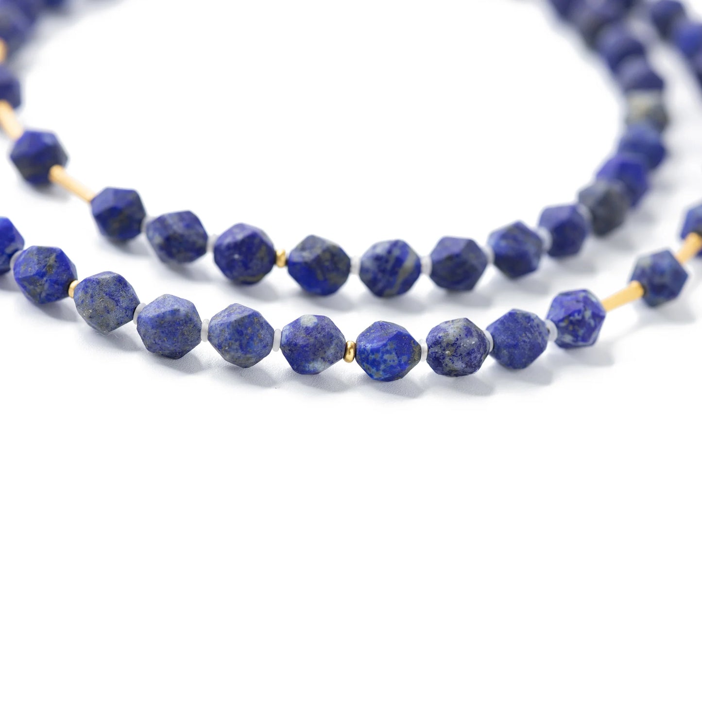 Lapis Nugget Gold Bead Long Necklace