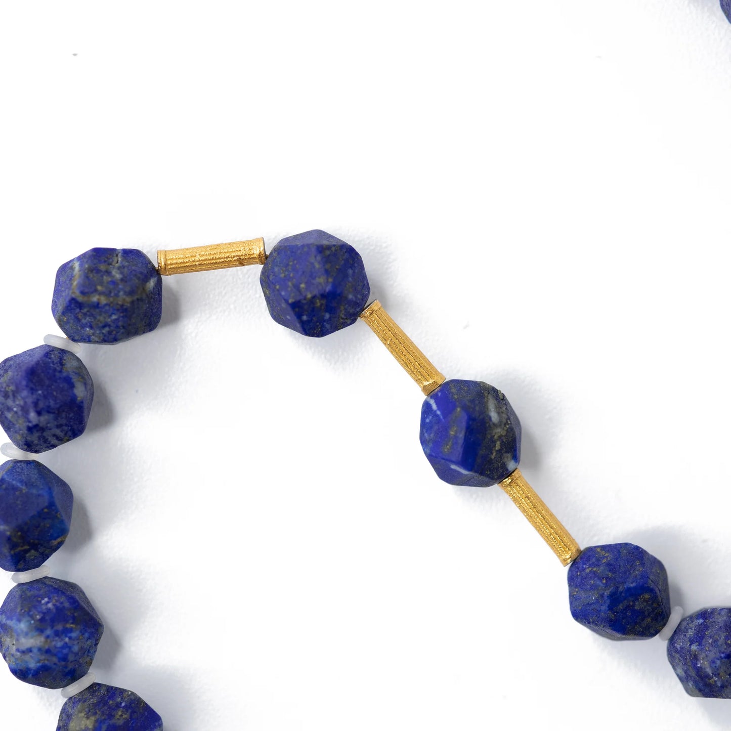 Lapis Nugget Gold Bead Long Necklace