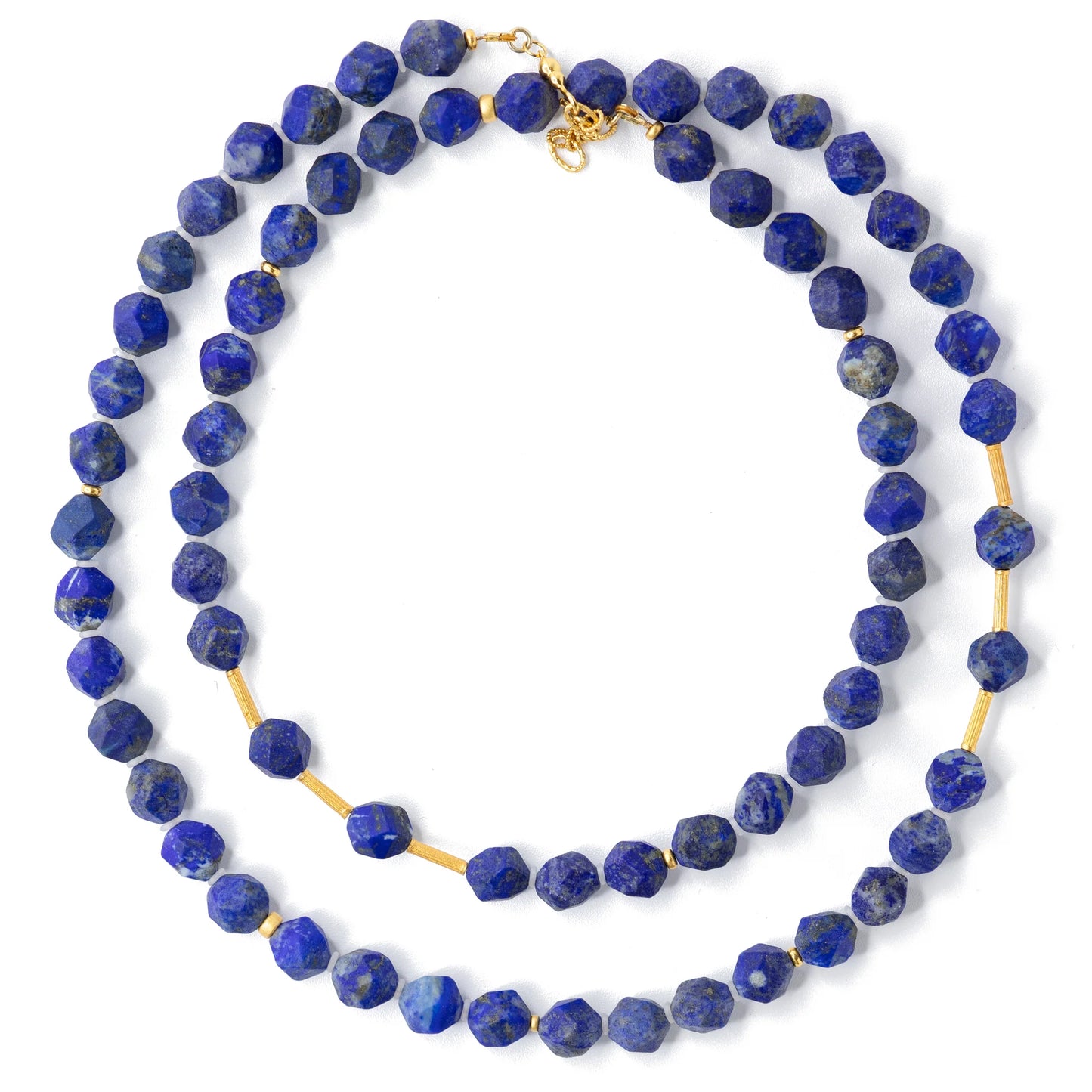 Lapis Nugget Gold Bead Long Necklace