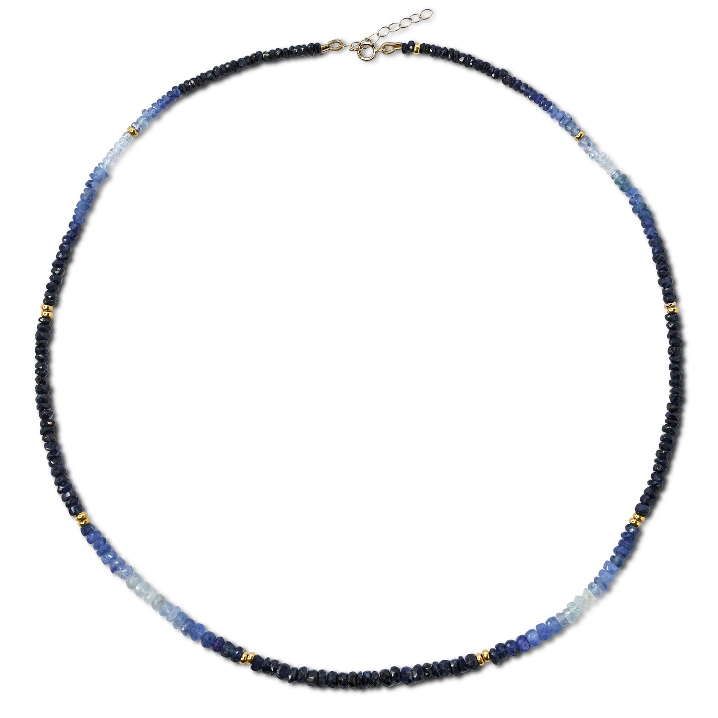 Blue Sapphire Ombre Gold Station Necklace