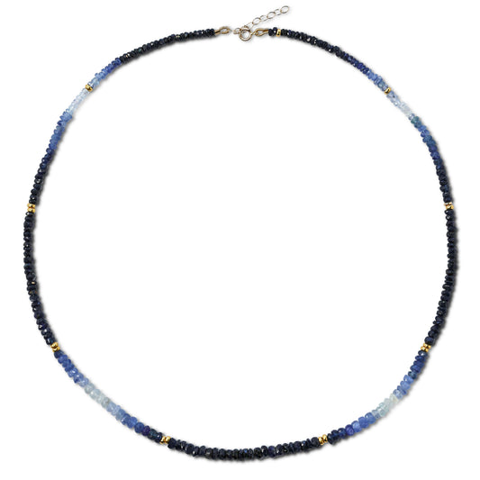 Blue Sapphire Ombre Gold Station Necklace