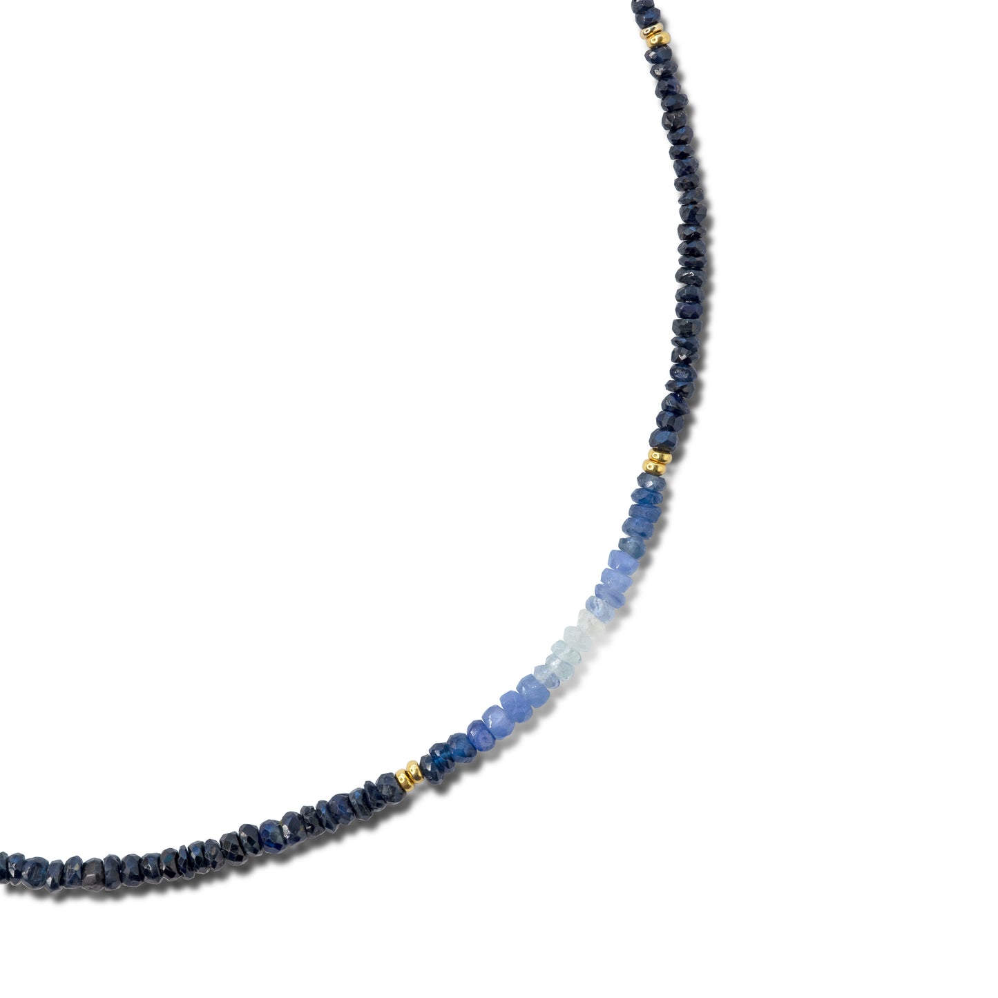 Blue Sapphire Ombre Gold Station Necklace