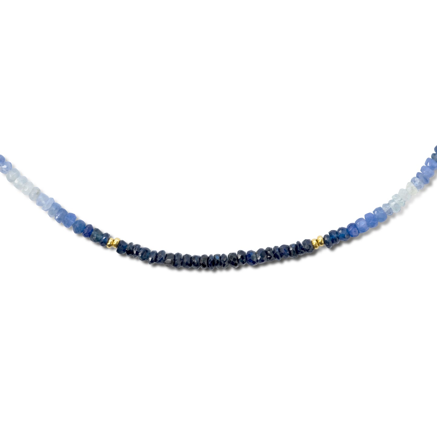 Blue Sapphire Ombre Gold Station Necklace