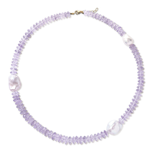 Bolivian Amethyst Baroque Pearl Necklace