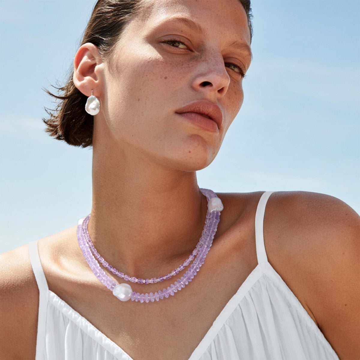 Bolivian Amethyst Baroque Pearl Necklace
