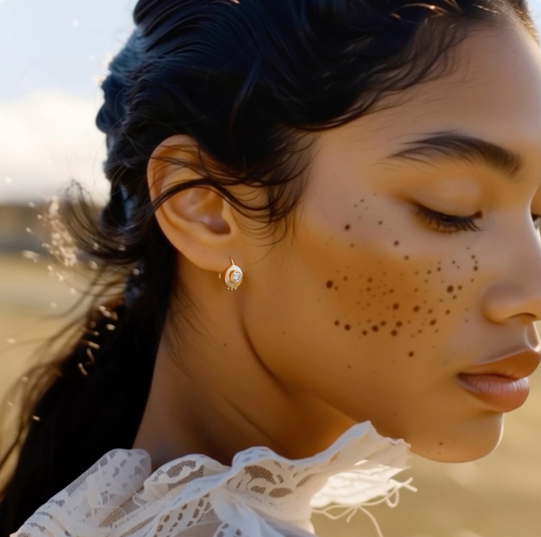 Oro 18K Gold Large Diamond Hook Earring