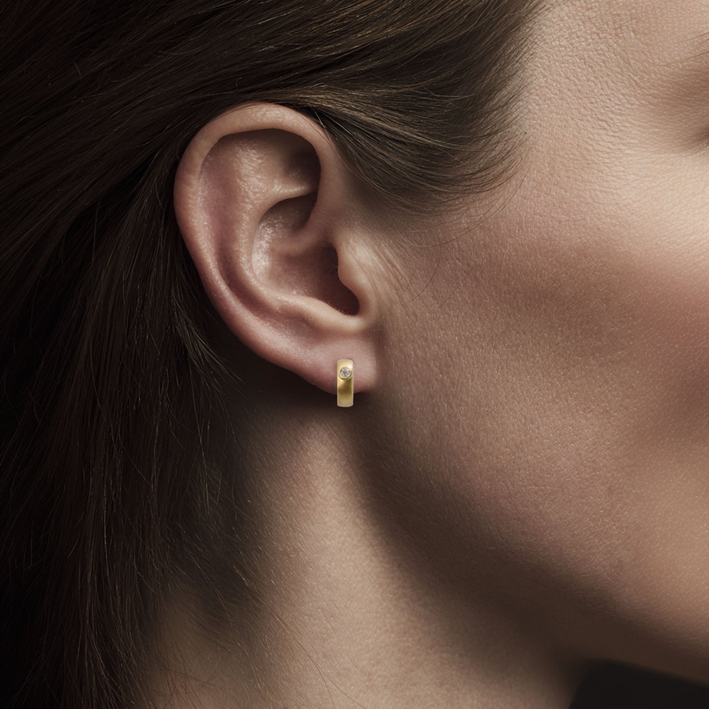 Diamond Slim Gold Huggie Earrings