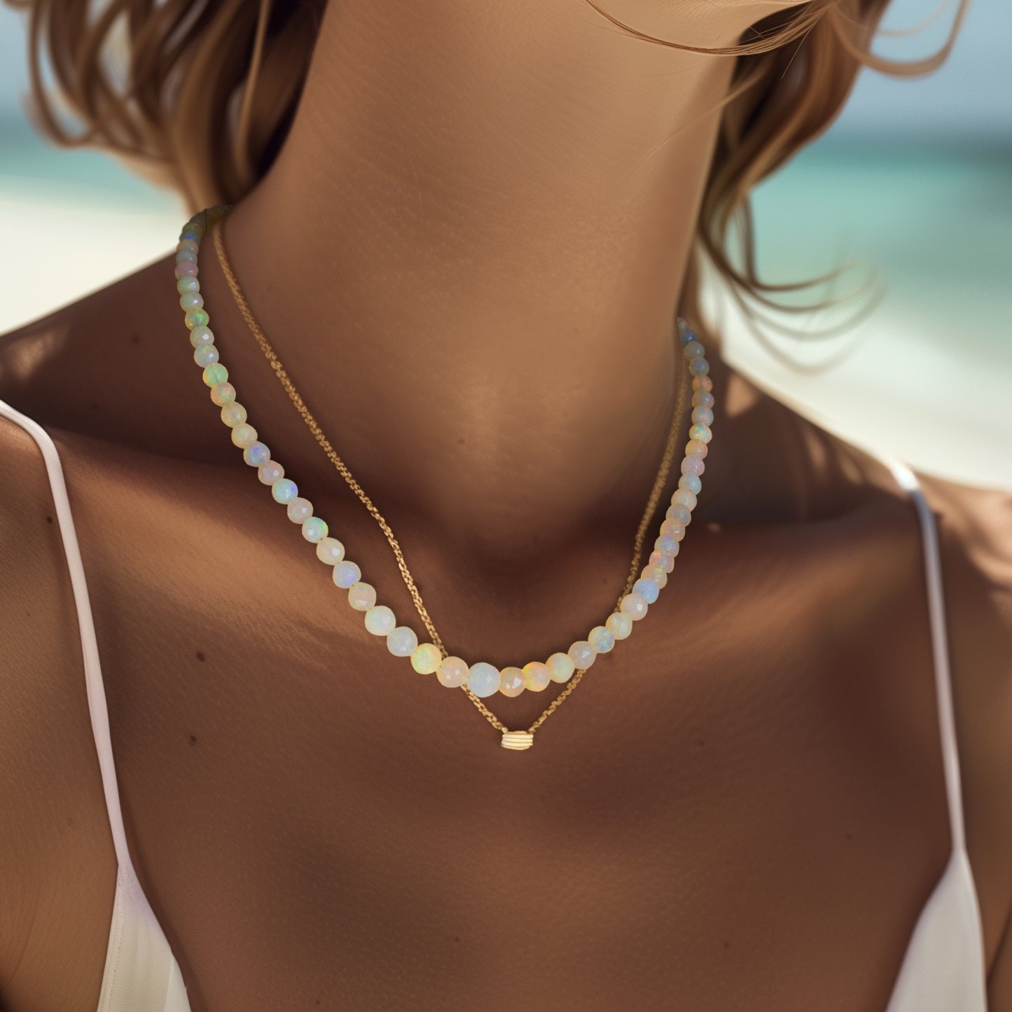 Ethiopian Opal Necklace 18K Gold