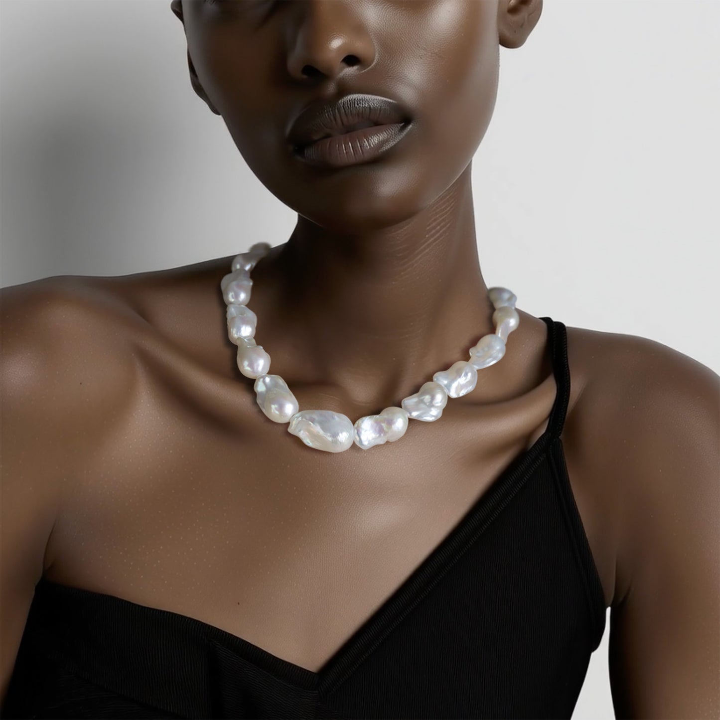 Extra Large White Baroque Pearl Necklace
