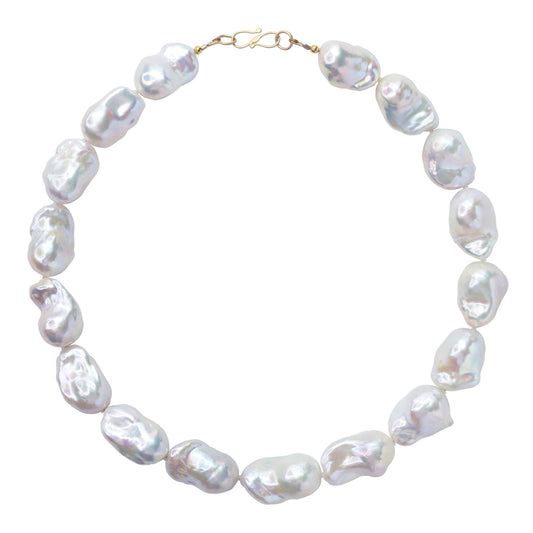 Extra Large White Baroque Pearl Necklace
