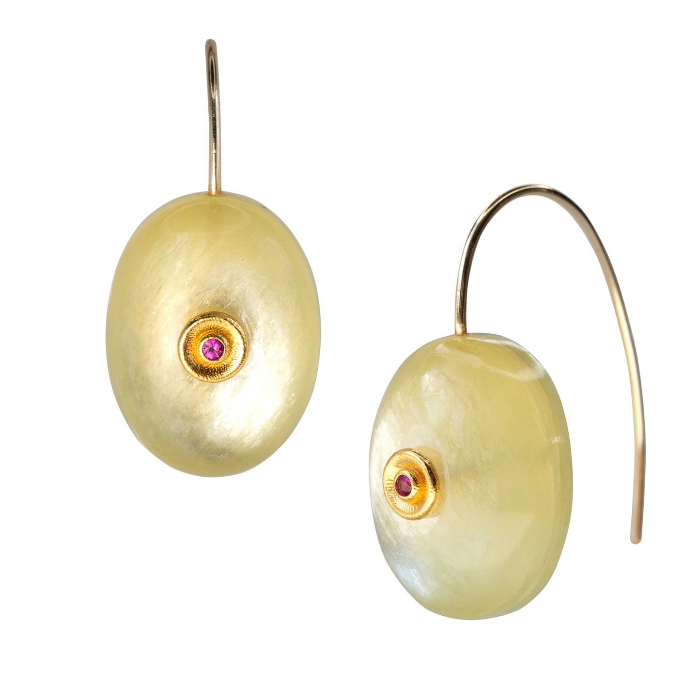 Golden Lepidolite Mica & Tourmaline Drop Earrings in 14K Gold