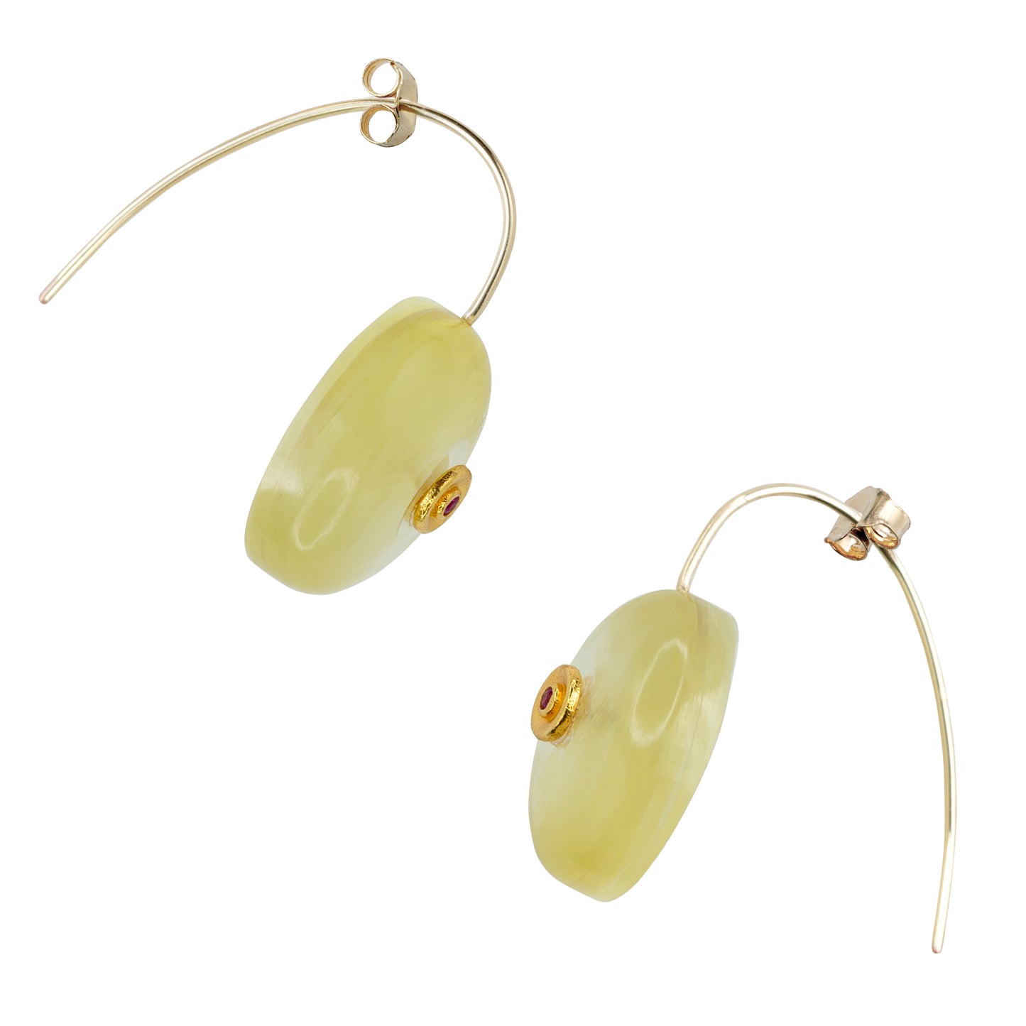 Golden Lepidolite Mica & Tourmaline Drop Earrings in 14K Gold