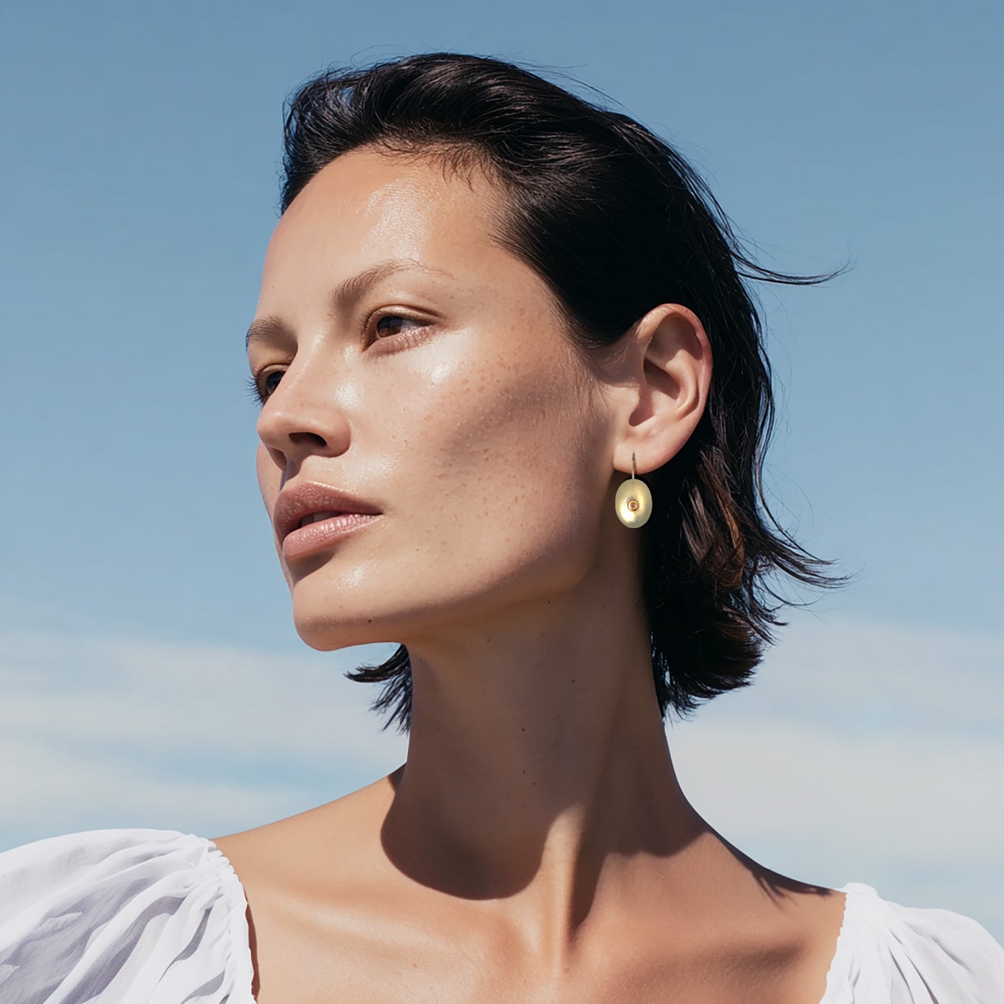 Lepidolite Tourmaline Gold Drop Earrings